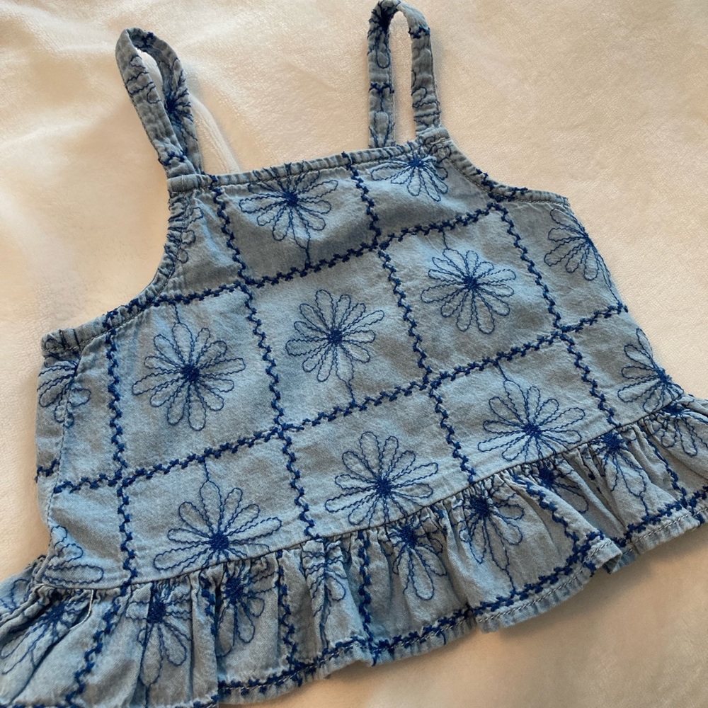 Zara girls blue daisy tank